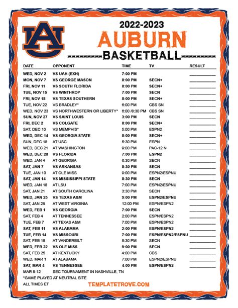 auburn basketball schedue broadcast on radio|auburn tigers sports network.